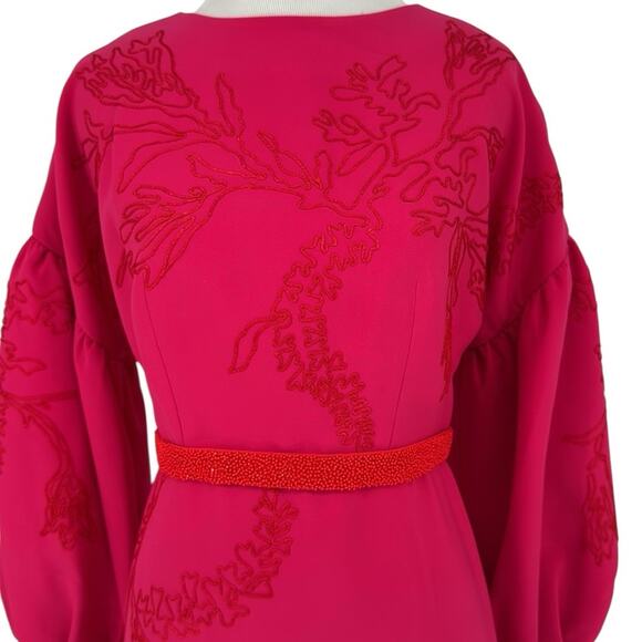 Sachin & Babi Aria Long Sleeve Embroidered Dress Fuchsia Gown Size 2 NEW - Picture 6 of 11